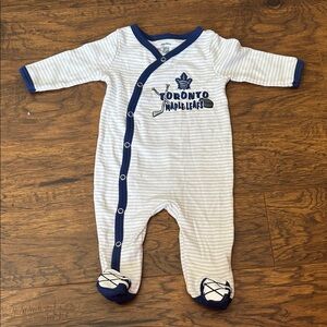 Toronto Maple Leafs Striped Baby One Piece - Blue and White